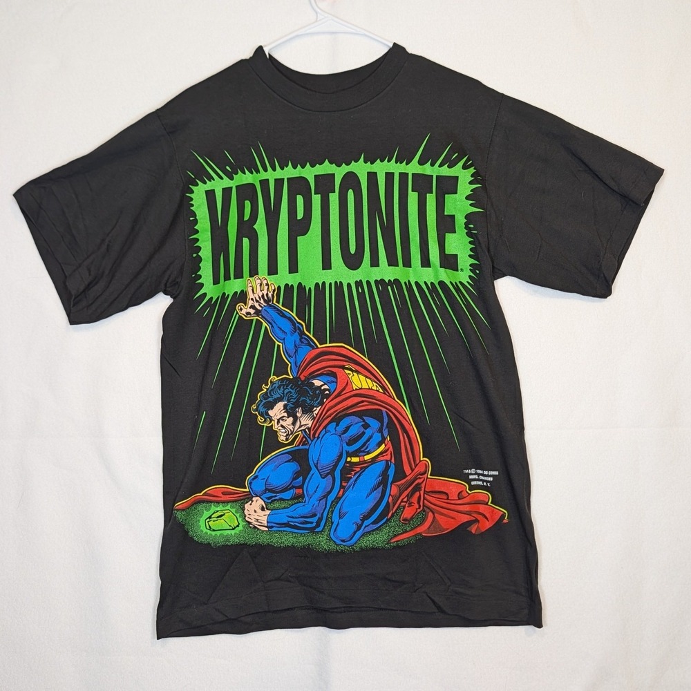 Vintage 1994 Superman Kryptonite T-Shirt Changes Single Stitch Mens L Black USA